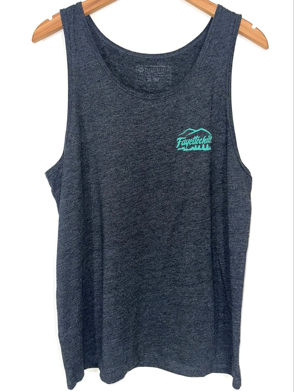 Fayettechill Charcoal Gray Heather Native Bear Sunset Graphic Tank Top Size L